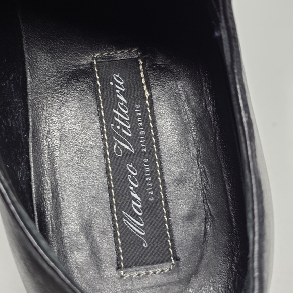 Marco Vittorio Plain-Toe Dress Shoe Men Sz 7.5 Black Lace Made In Italy Preowned main image 9